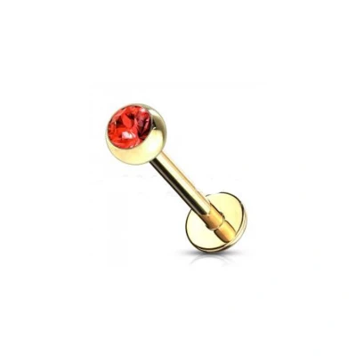 Afbeelding van piercing steentje rood gold plated