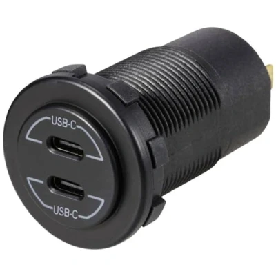 Afbeelding van VOLTCRAFT VC USBCx2 9 30V Dubbel USB C stopcontact 9 V 30 V 60 W Stroombelasting (max.): 3 A 12 24 V=