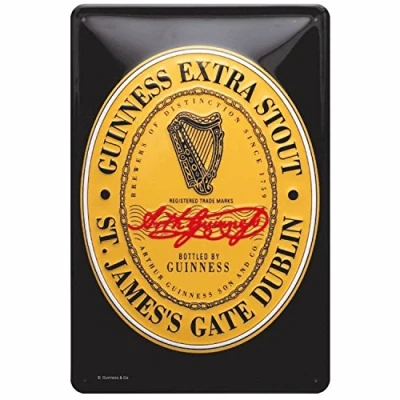 Afbeelding van Guinness Bord van reliëf metaal, 300 mm x 200 (SG)