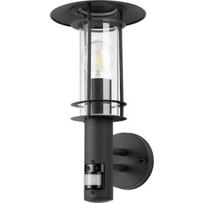 Afbeelding van EGLO Lisio 1 Wandlamp Buiten E27 Sensor   RVS Zwart