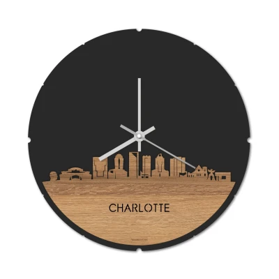 Afbeelding van Skyline Klok Rond Charlotte Eiken