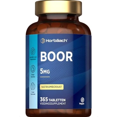 Afbeelding van Boron Supplement 5mg pure boor per tablet 365 Tabletten in een jaarvoorraad Hoge Dosering Vegetarisch Horbaach