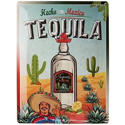 Afbeelding van Dodino Tequilla, 30 x 40 cm, decoratief woonaccessoire, retro bordje bier, bierbord, metalen bord voor alle bars of pub eigenaren