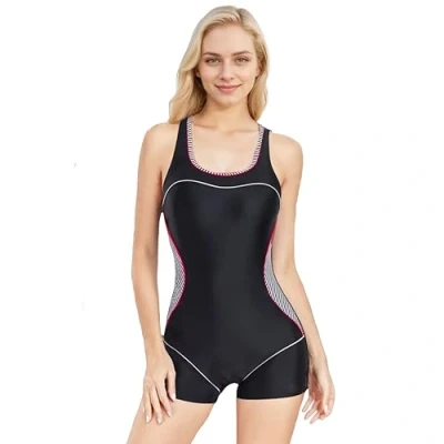 Afbeelding van BEACHKINI zwempak Dames badpak uit één stuk Open rug Concurrerende badmode,Black stripes,EU 42