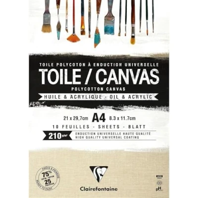 Afbeelding van Clairefontaine 975210C een blok met 10 doeken, klaar om te beschilderen, 21 x 29,7 cm, 200 g, zandkorrel