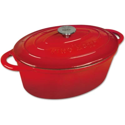 Afbeelding van Kinghoff 1530 gietijzeren braadpan ovaal 30cm 4,5L rood emaille