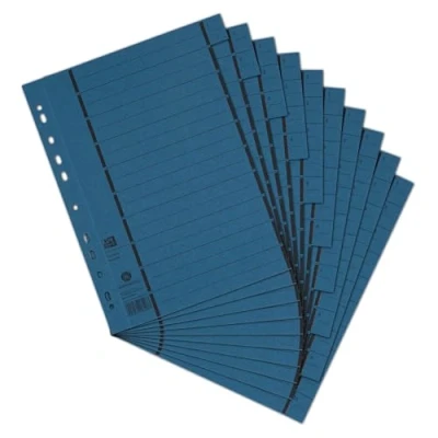 Afbeelding van Elba 06456BL Scheidingsbladen met perforatie, genummerd 1 10, lijnopdruk, RC karton, 100 stuks, blauw perforatie.