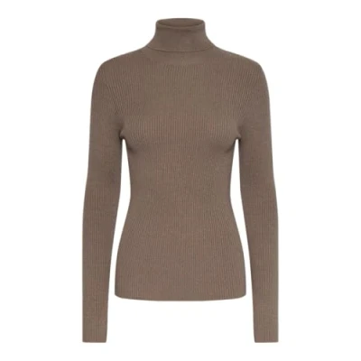 Afbeelding van PIECES Pcmira Ls Gebreide trui met rolkraag voor dames, fossiel, S