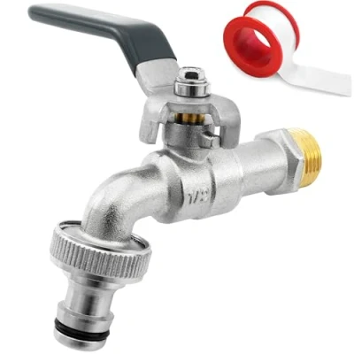 Afbeelding van SHYNE Premium 1/2 inch kraan van messing, roest en vorstbestendig, inclusief slangaansluiting + PTFE band e book, voor tuin, wasmachine, regenton