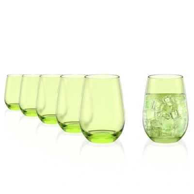 Afbeelding van Stölzle Lausitz Elements drinkbeker, groen, 465 ml, set van 6, vaatwasserbestendig, gekleurde beker, ideaal als geschenk