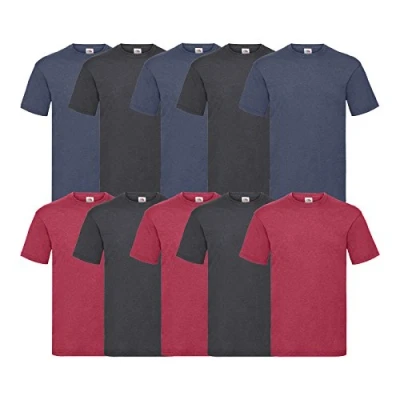 Afbeelding van Fruit of the Loom T shirt, voor heren (per 10 stuks verpakt), 4 Dark H.grey / 3 Vintage H.navy H.red, M