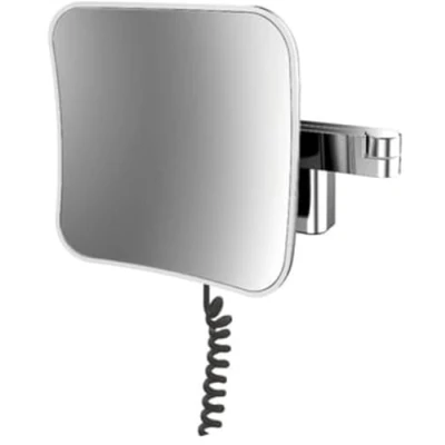 Afbeelding van Emco evo scheerspiegel met led verlichting traploos instelbaar 5 voudig vierkant 20 9x20 9cm 2 armig snoer zwart 109513351