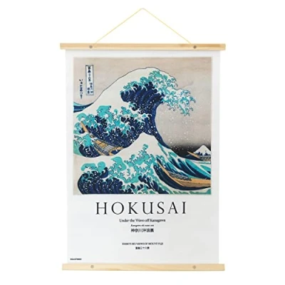 Afbeelding van Grupo Erik Wall Scroll wanddecoratie van stof 50 x 70 cm de grote golf Kanagawa poster The Great Wave Off Kanagawa, canvas, kakemono