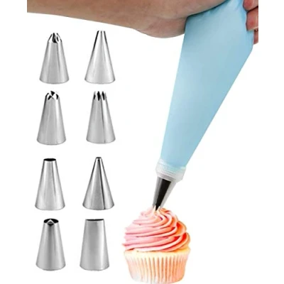 Afbeelding van ILLUVA Siliconen spuitzakken en spuitmonden set, herbruikbare gebak glazuur zakken voor cupcakes, koekjes crème taart decoreren