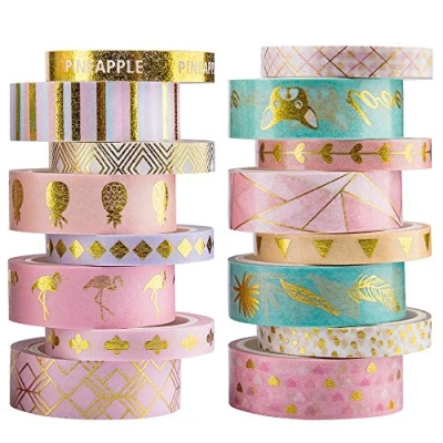 Afbeelding van Yubbaex Washi Tape Set Decoratieve voor Ambachten, Scrapbooking Supplies, DIY, Geschenkverpakking (Gold Foil 16)