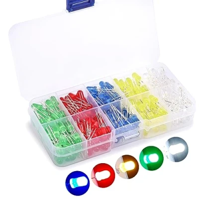 Afbeelding van 5 MM LED Diodes, 250 delige kleuren (wit/rood/geel/groen/blauw) diode assortiment kit voor diy, project/wetenschappelijke ervaring