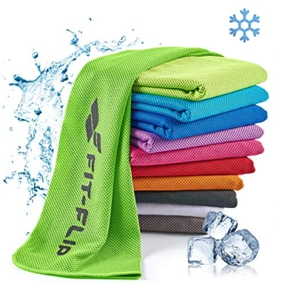 Afbeelding van Verkoelende handdoek 120cm x 35cm, microvezel sporthanddoek verkoelend, koeldoek, Airflip Ice cooling towel, Kleur: Groen, Afmetingen: 35cm