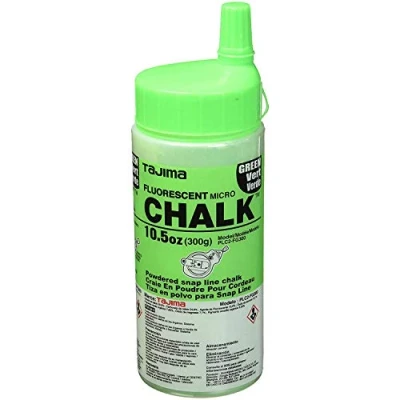 Afbeelding van TAJIMA Micro Krijt Fluorescerend Groen 10,5 oz (300g) Ultra Fijn Snap Line met Duurzame Fles &amp; Gemakkelijk Te Vullen Nozzle PLC2 FG300