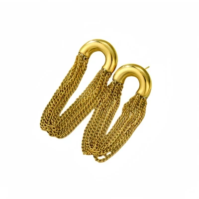 Afbeelding van Bijoutheek Oorknoppen Tassel Ketting Goud