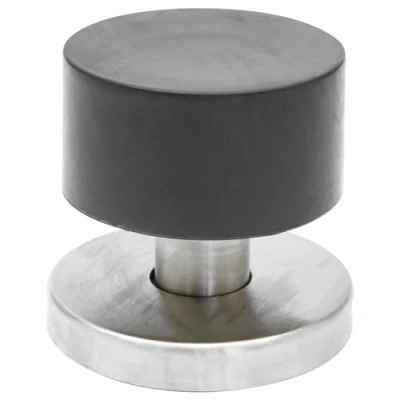 Afbeelding van WAGNER Vloer deurstopper GLACIER diameter Ø 40 x 39 mm, zamak satijnglanzend, zachte aanslag uit thermoplastisch rubber, zwart, voor aanschroefbaar inclusief bevestigingsmateriaal 15506011