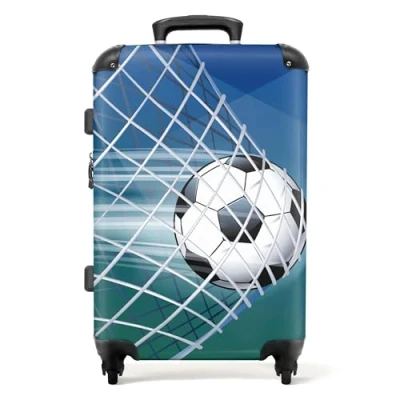 Afbeelding van NoBoringSuitcases.com® Kinderkoffer jongen Voetbal koffer Trolley kind jongens 20 kg bagage