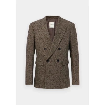 Afbeelding van Sandro heren Double breasted regular fit colbert in wolblend de kleur Beige, maat: 50