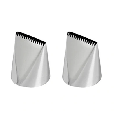 Afbeelding van DUORUI 2Pcs Icing Piping Nozzle Tips Cream Cake Decorating Cupcake Fondant Rvs Platte &amp; Zigzag Grote Opening Vorm