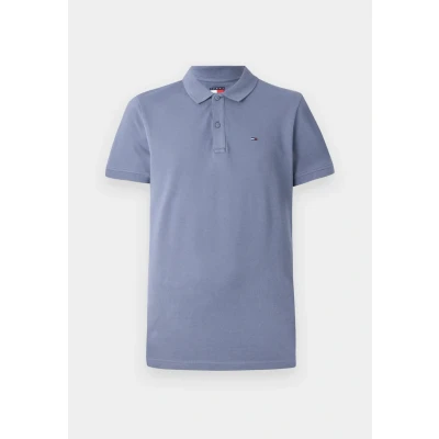 Afbeelding van Tommy Jeans Heren poloshirt met korte mouwen, slim fit, blauw (Blue Moment), L, Grijs (Blauw L