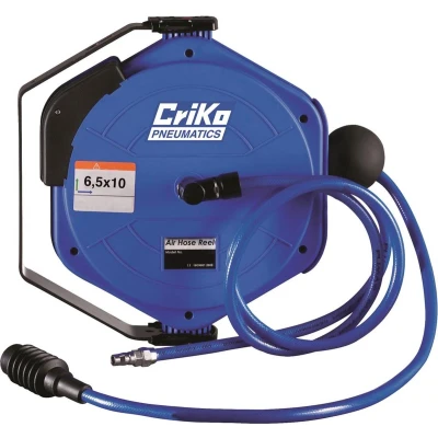 Afbeelding van Criko slanghaspel voor persluchtslang Semi automatisch Met 12 mtr slang Max 8 bar Blauw