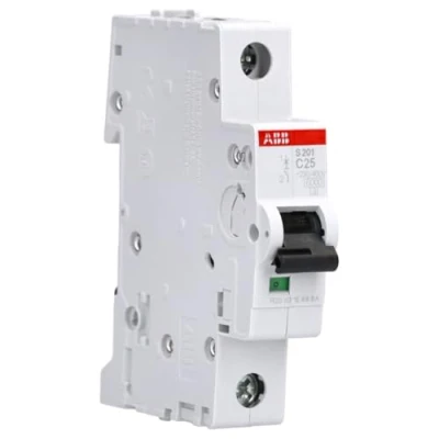 Afbeelding van Abb s201 installatieautomaat 1p c karakteristiek 25a iec en 60898 1 6 ka iec60947 2 10 module breedte 17 5mm 2cds251001r0254