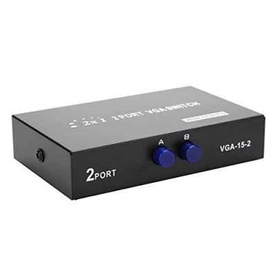 Afbeelding van Switch Video Selector Switcher Box, 2 In 1 Out VGA Monitor Splitter, Data Synchronisatie Splitter voor Computer, PC, Laptop, Desktop,