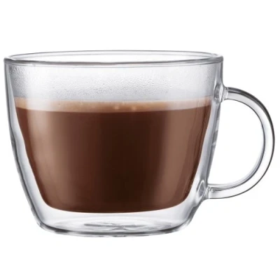 Afbeelding van Bodum Bistro Double Wall Cafe Latte Cup, borosilicaatglas 0,45 L/15 Oz, transparant, Pack van 2