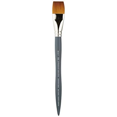 Afbeelding van Winsor &amp; Newton 5011625 Prof. synthetische Aquarelpenselen met de kwaliteit van natuurlijke haren, ergonomische steel voor optimale controle en comfort, duurzaam vormvast, One Stroke 1&quot;