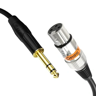 Afbeelding van Getaria 6ft Vrouwelijke XLR naar 1/4 TRS kabel, 6,35 mm Gebalanceerde Microfoonkabel, Quarter Inch Jack Gebalanceerd Microfoonkabel Compatibel met luidsprekers, Audioconsoles, Mixers
