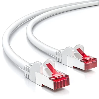 Afbeelding van deleyCON 20m CAT6 Patchkabel S/FTP PIMF Afscherming CAT 6 RJ45 Netwerkkabel Ethernetkabel LAN DSL Switch Router Modem Access Point Patchvelden Wit