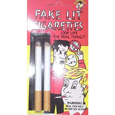 Afbeelding van Nep sigaretten fopartikelen 2x stuks 1 April grappen Carnaval accessoires smeulend uiteinde roken/smoking