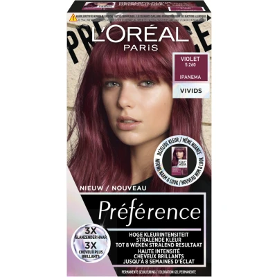 Afbeelding van 3x L&#039;Oréal Preference Vivids Permanente Haarkleuring 5.260 Violet