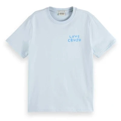 Afbeelding van Scotch &amp; Soda Chest Artwork Regular FIT Tshirt print, Dames, Maat: XL, Shirting blue