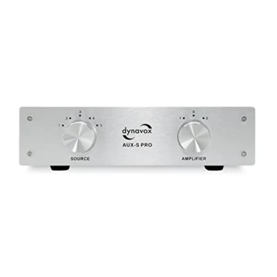 Afbeelding van Dynavox AUX S PRO, ingangs uitbreidingsschakelaar met 5 RCA ingangen, aansluitingen voor twee stereo en surround versterkers, zilver