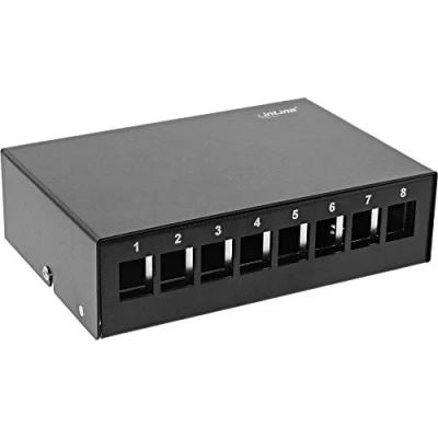 Afbeelding van InLine® Patchvelddoos opbouw voor 8X Keystone RJ45, metaal, zwart RAL9005