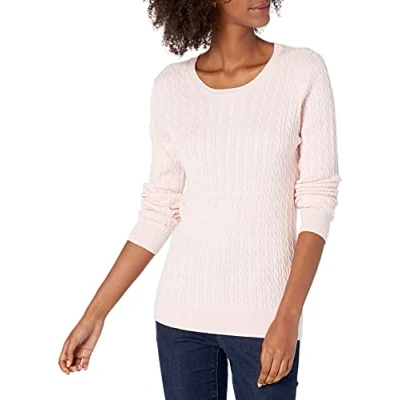 Afbeelding van Amazon Essentials Lichtgewicht Kabel Crewneck Trui, Licht Roze L