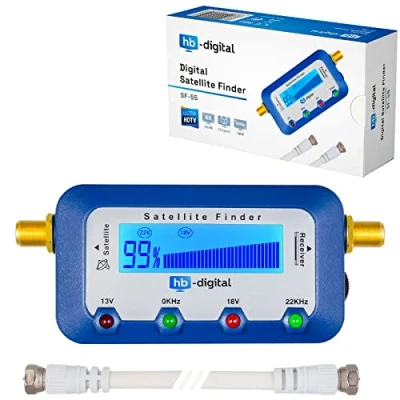Afbeelding van hb digital SATFINDER met digitaal LCD scherm en geluidssignaal + F aansluitkabel Duitse handleiding Sat Finder