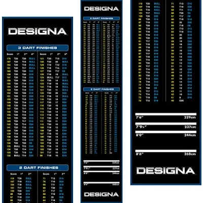 Afbeelding van Designa Darts MAT24 Antislip tapijt dartmat met kassa ontwerp, slank, blauw, 290 cm x 60