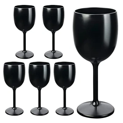 Afbeelding van Herbruikbare wijnglazen in het zwart, keuze uit 6, 12, 24 of 48 stuks, champagneglas, champagneglazen, inhoud, grootte: 6 stuks