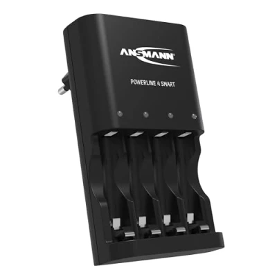 Afbeelding van ANSMANN batterijlader voor 4X NiMH AA/AAA batterijen en oplaadbare automatische met reparatiemodus batterijbatterijen Powerline 4 slimme batterijlader, 240 volt