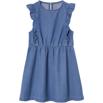 Afbeelding van Vertbaudet Denim meisjesjurk met ruches