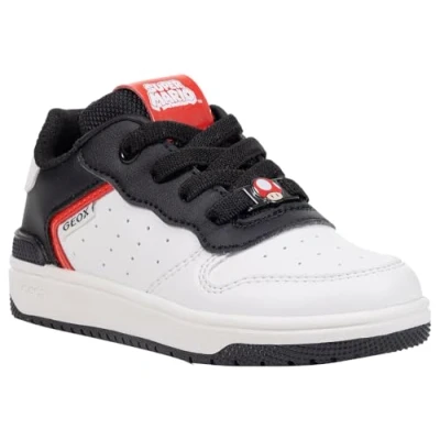 Afbeelding van Geox Nintendo Super Mario Washiba BOY Sneakers laag voor kinderen, Maat: 29, White/black Imitatieleer/ textiel