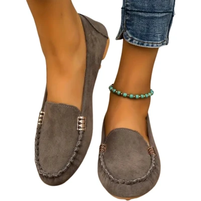 Afbeelding van Livano Loafers Dames Met Hak Damesschoenen Instappers Grijs Maat 36