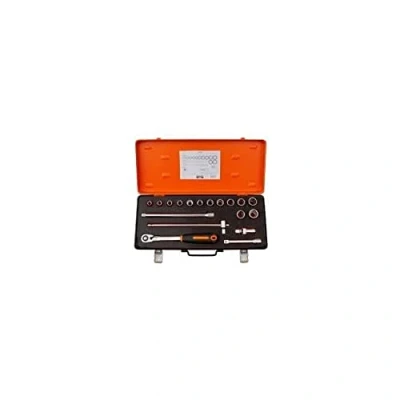 Afbeelding van Bahco Doppenset 1/2&quot; omkeerbare ratel twaalfkant metrisch 18 delig koffer 7818DS