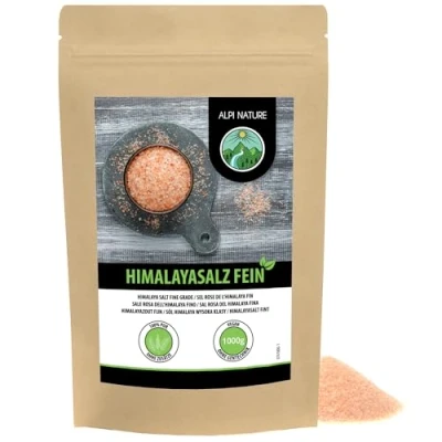 Afbeelding van Roze kristalzout fijn (1kg), bekend als Himalayazout uit de Khewra zoutmijnen in Punjab, Pakistan, natuurlijk steenzout